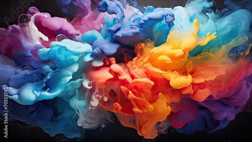 Obraz w ramie Different colors of paint blending together on a canvas, showing how unity can result in vibrant and captivating creations