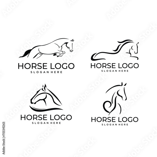 modern set of horse logos in black