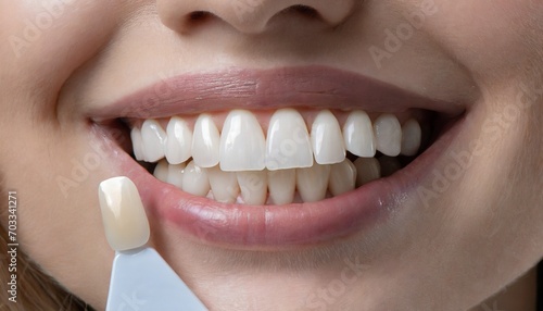 close up of a woman mouth with a smile dental veneers 
