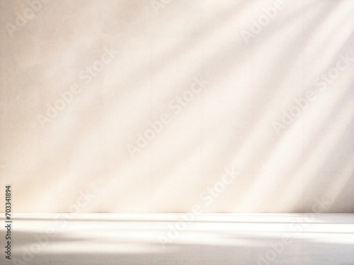Obraz na płótnie Background image for design or product presentation, with a play of light and shadow, in light, warm neutral tones w salonie