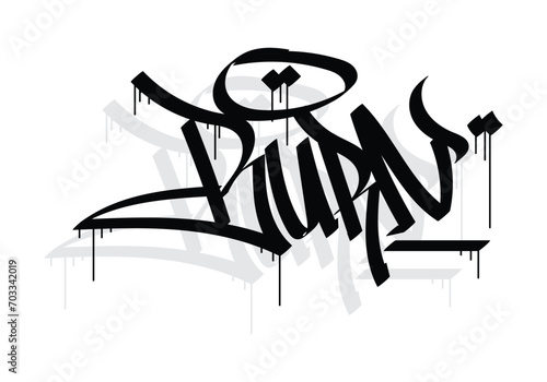 BURN word graffiti tag style