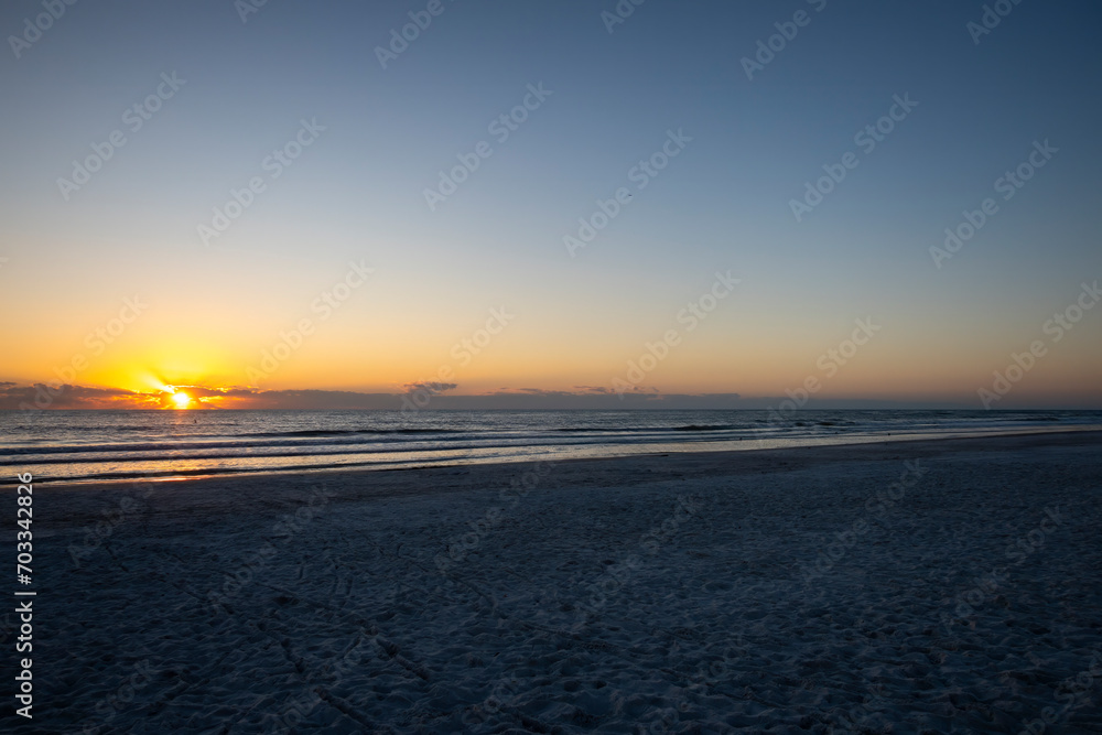Sunset over the beach at St Petersburg in Florida, USA
