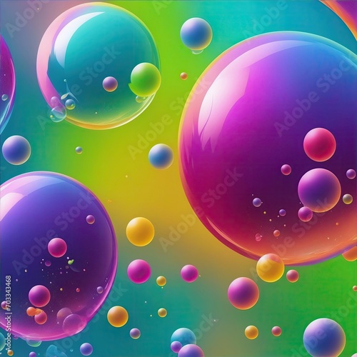 Flying bubbles on a colorful abstract background