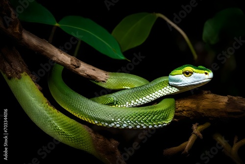 green snake on a tree