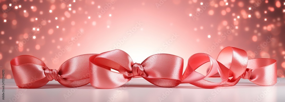 Valentines Day Decoration Ribbon with bokeh. glitter. Valentines Background Valentines Day Decoration Ribbon with bokeh. glitter. Valentines Background