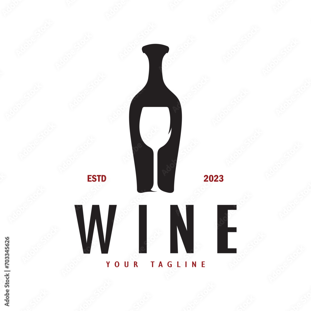 Wine logo with wine glasses and bottles.for night clubs,bars,cafe and wine shops. Wine logo with wine glasses and bottles.for night clubs,bars,cafe and wine shops.
