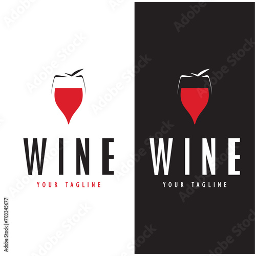 Wine logo with wine glasses and bottles.for night clubs,bars,cafe and wine shops.
