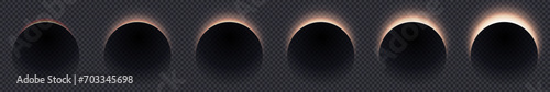 Black geometric abstraction. Dawn set image. Dark background. Solar eclipse. Vector design