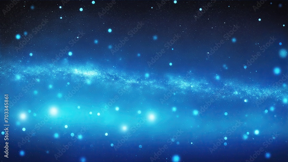Blue particles and light abstract background with shining dots stars