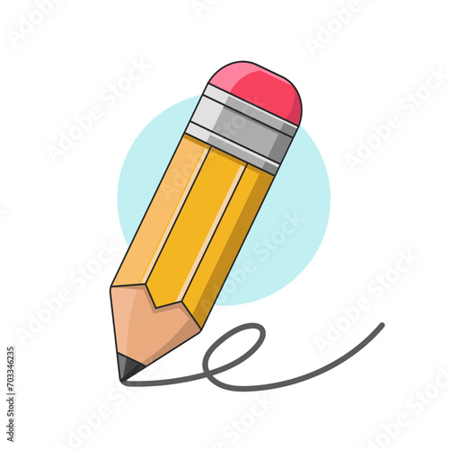 pencil cartoon and white background