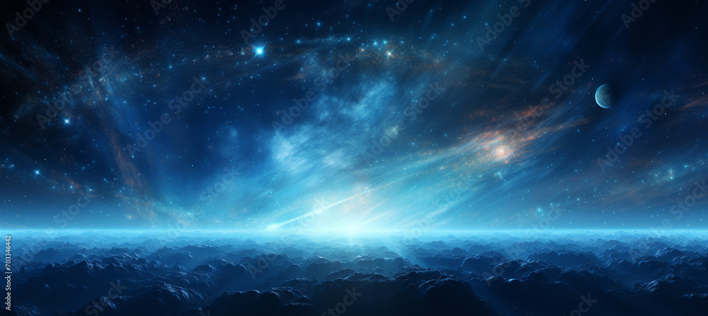 Deep space background with stardust and shining star. Milky way cosmic ...