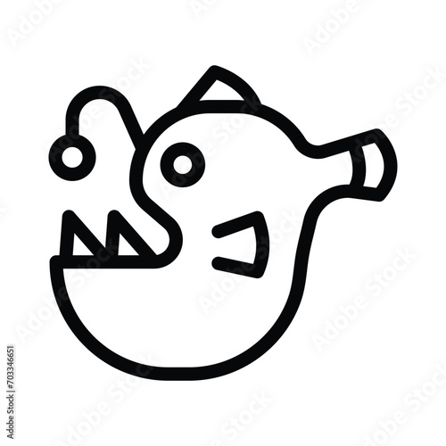 anglerfish line icon illustration vector graphic. Simple element illustration vector graphic, suitable for app, websites, and presentations isolated on white background