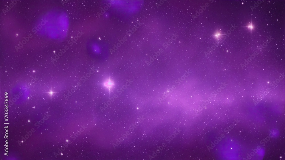 Purple particles and light abstract background with shining dots stars