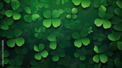 Shamrocks on a green background celebrate St. Patrick s Day