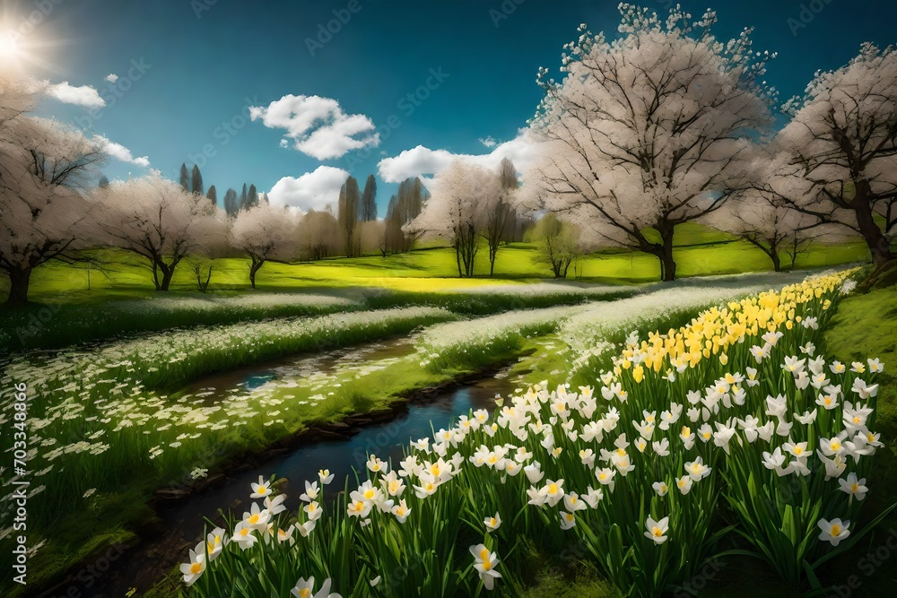 spring landscape with flowers