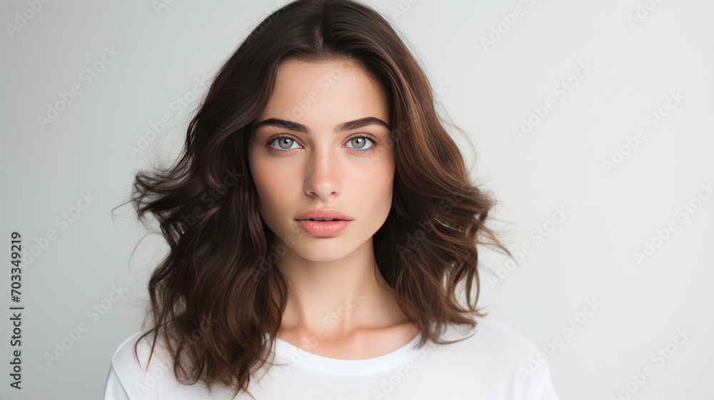 Young brunette woman over isolated white background Young brunette woman over isolated white background