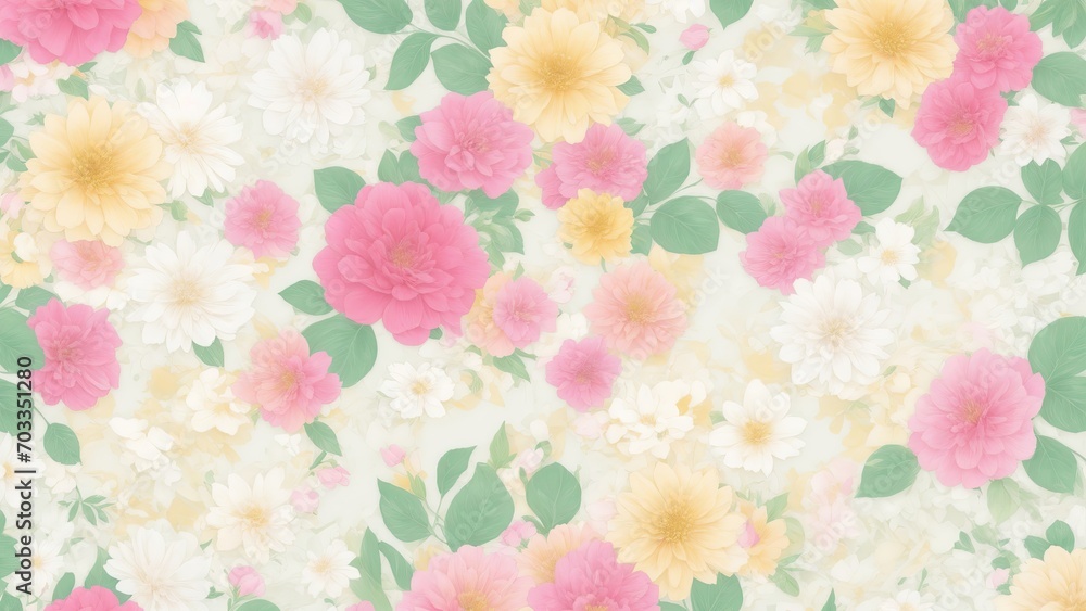 Spring Floral Medley Digital Paper Background
