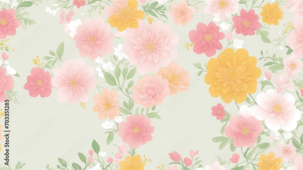 Spring Floral Medley Digital Paper Background Spring Floral Medley Digital Paper Background