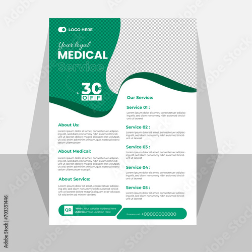 Medical Flyer template design, Print redy flyer use for medical and doctors. photo