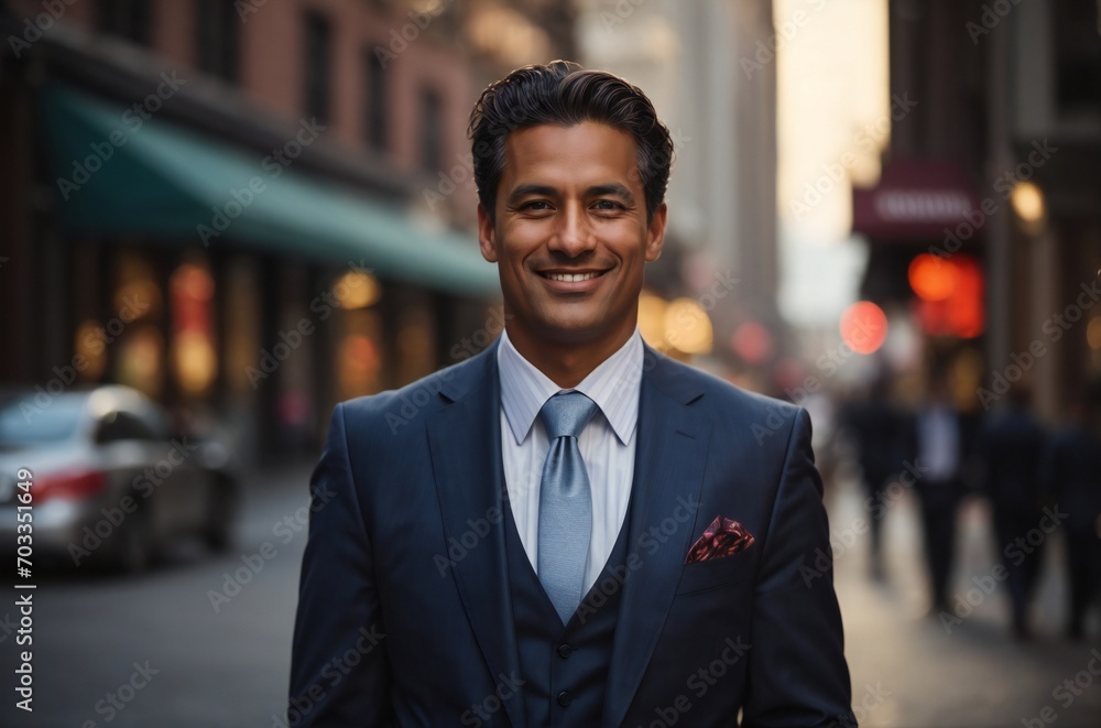 Portrait of Businessman in a suit, standing on a city street Portrait of Businessman in a suit, standing on a city street
