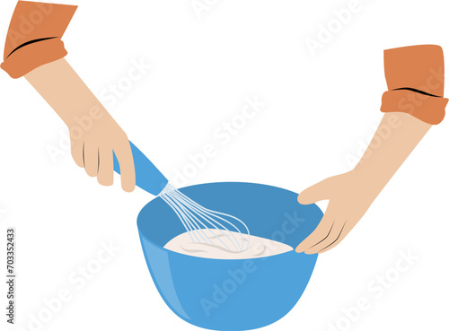 person mixing dough