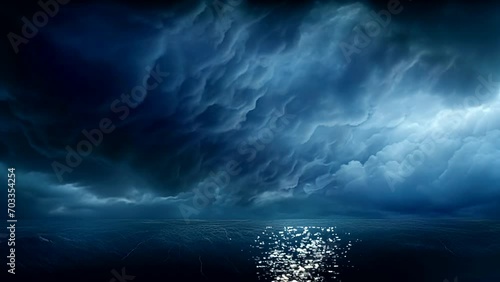 lightning in the cloudy sky on bad weather video seamless looping animation background  photo