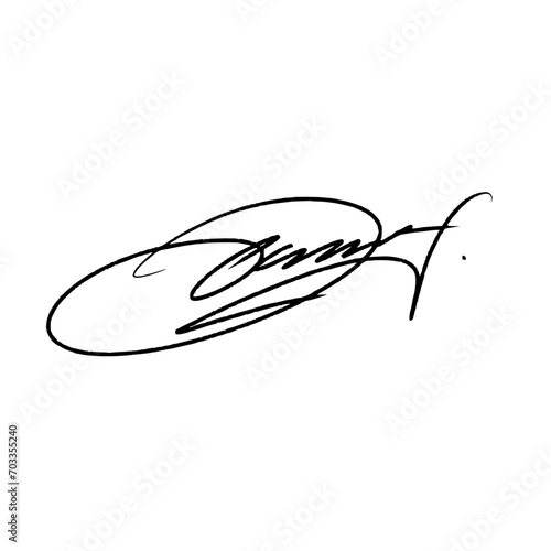 Letter O signature for documents. Vector illustration with black writing and alpha channel.
