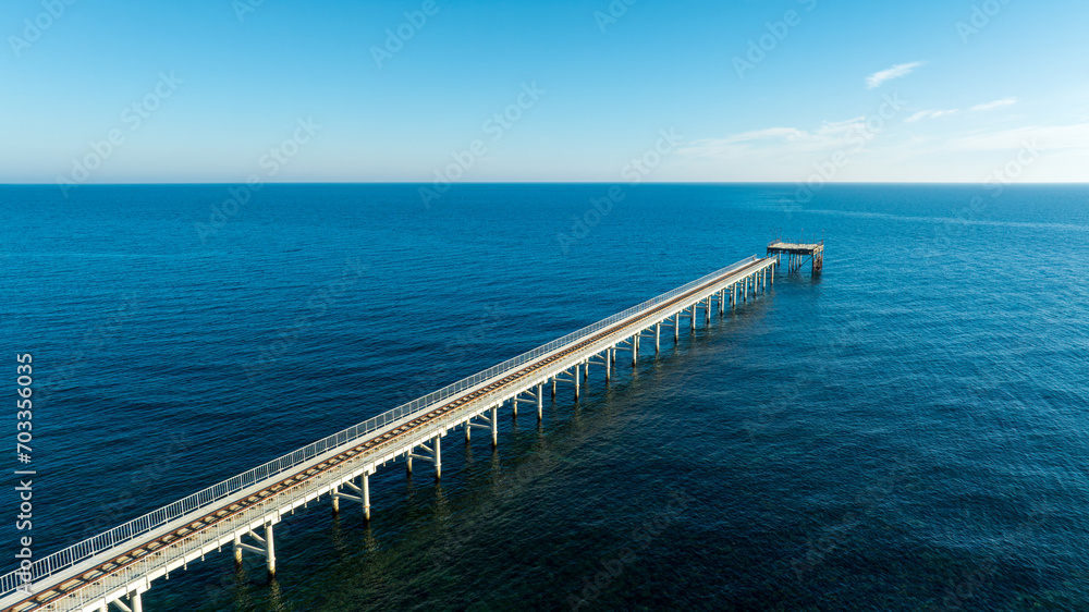 Bridge near Shabla, Bulgaria. Pier, quay in nord-east Bulgaria, Black sea