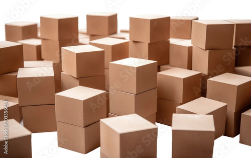 Genuine Snapshot of Cardboard Blocks in White Setting Isolated on Transparent Background PNG.