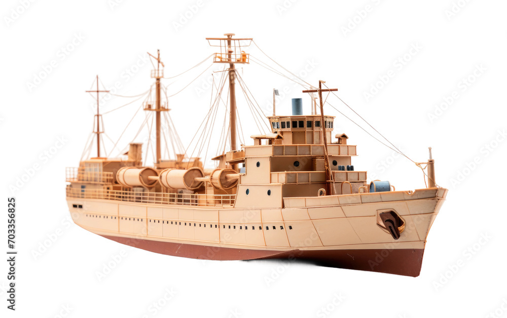 Real Photo of Cardboard Ship on Pure White Background Isolated on Transparent Background PNG.