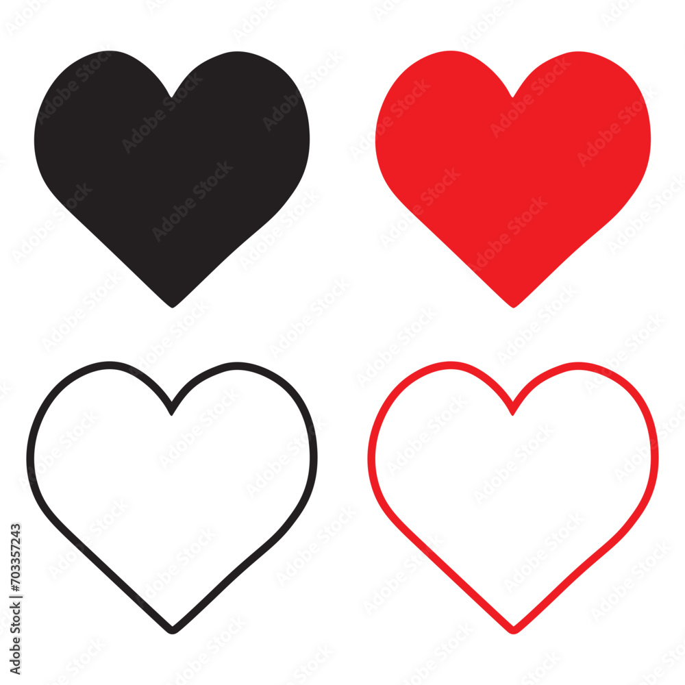 Love Heart Symbol Icon Collection. Love Illustration Set with Solid and Outline Vector Hearts. eps 10. vector Love Heart Symbol Icon Collection. Love Illustration Set with Solid and Outline Vector Hearts. eps 10. vector