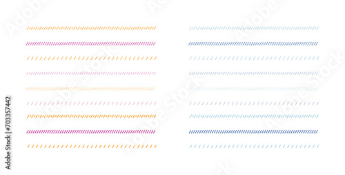 イラスト素材：飾り罫のあしらい　紫　オレンジ　青　水色手書きのシンプルでかわいい罫線. simple hand draw borders	 photo