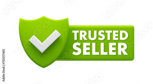 Trusted Seller Badge - Green Checkmark for Verified and Reliable Vendors Icon