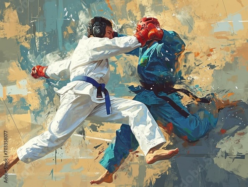 Muted Earth Palette Captures Taekwondo Spirit in Paris Olympiad