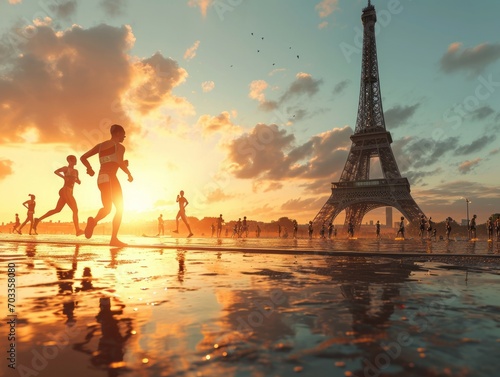 Childlike Charm: Triathletes Race in Parisian Bloom