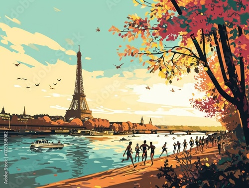 Vibrant Triumphs: Paris 2024 Athletes by the Eiffel