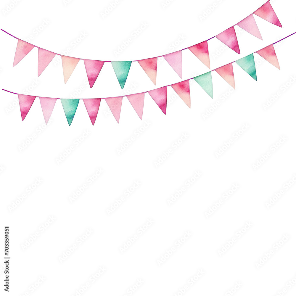 Obraz premium Birthday Party Decoration: A Watercolor Illustration On transparent background PNG file