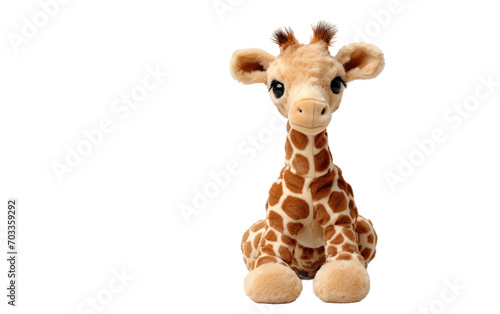 Genuine Snapshot of Stuffed Toy Giraffe in White Setting Isolated on Transparent Background  PNG.