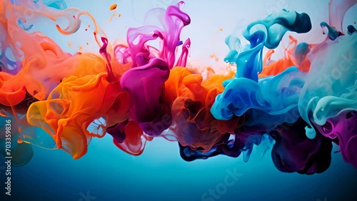 A group of colored inks floating in water. Generative ai photo