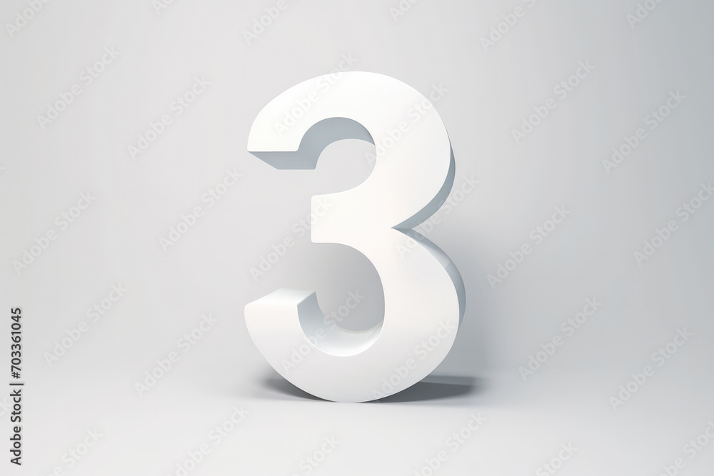 Number 3 On Gray Background Number 3 On Gray Background