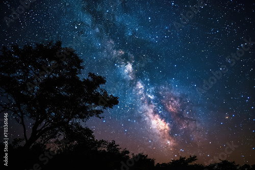 Starry Night Sky Featuring The Milky Way Galaxy, Offering Aweinspiring Cosmic View