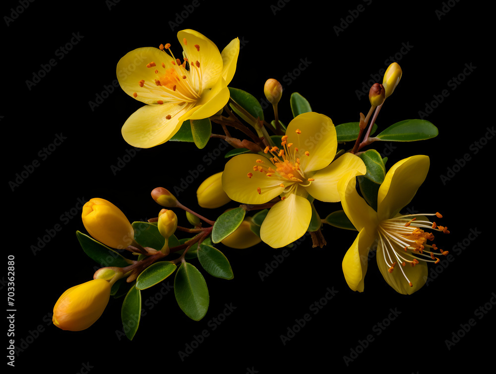 Fototapeta premium Hypericum flower in studio background, single Hypericum flower, Beautiful flower images