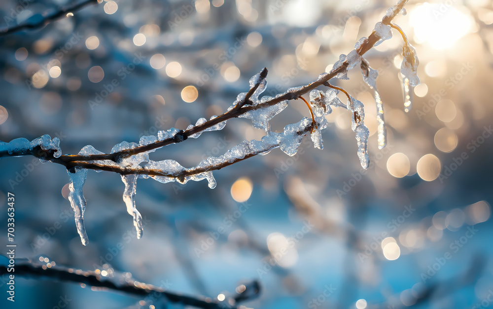 Frozen branch background photo