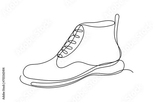 Doodle Shoe Symbol Curve Sketch Silhouette. Doodle Vintage Shoe Sketch Drawn One Continuous Line. Shoe Retro Fashion Symbol Element. Modern Shoe Craft Shop Advertising Flyer Banner Print Design Art