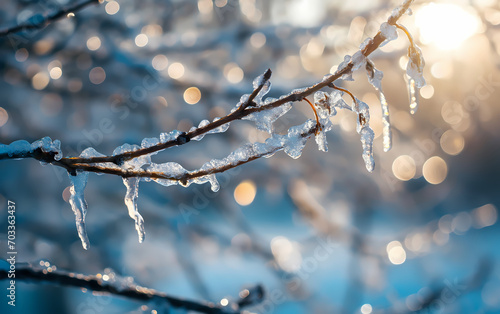 Frozen branch background photo