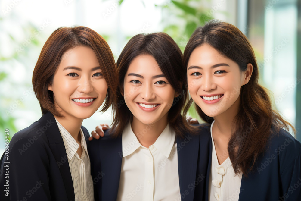 Three Elegant Japanese Women in the Office. Businesswoman concept Three Elegant Japanese Women in the Office. Businesswoman concept