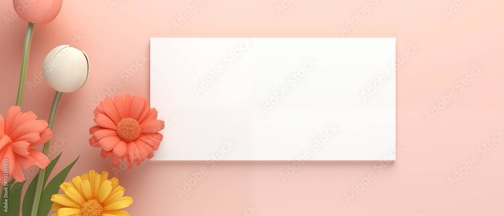 Fototapeta premium frame with toy colorful flowers and space for text 