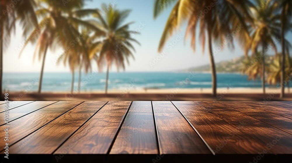 wooden table on beach wooden table on beach