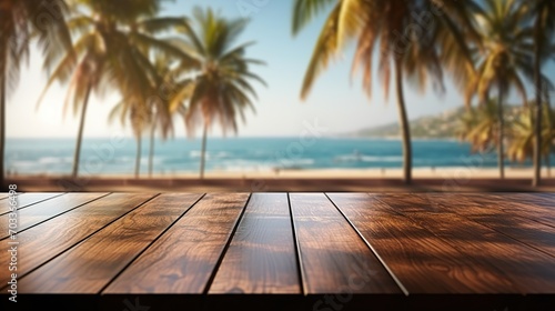 wooden table on beach