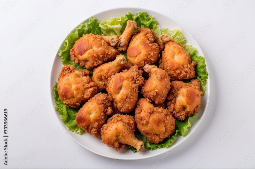 Fried chicken or crispy Kentucky on a white background Delicious hot meal with fast food. Fried chicken or crispy Kentucky on a white background Delicious hot meal with fast food.